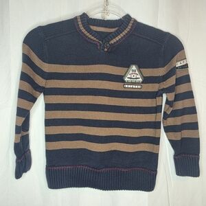 Striped Navy and Tan Sweater
